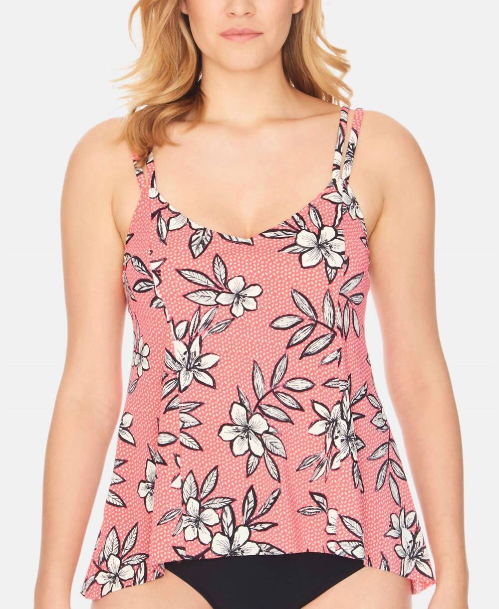 NEW SWIM SOLUTIONS women's high low tankini top in catalina multi